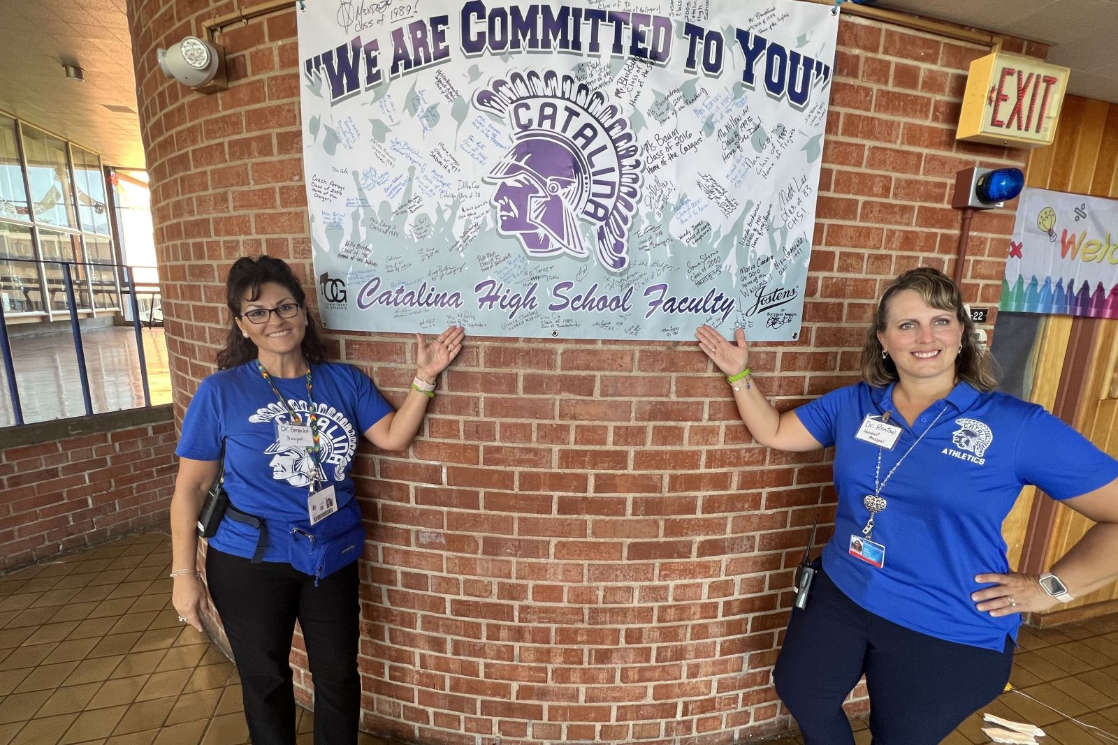 Catalina High School faculty members welcome students back on the first day, August 3, 2023.