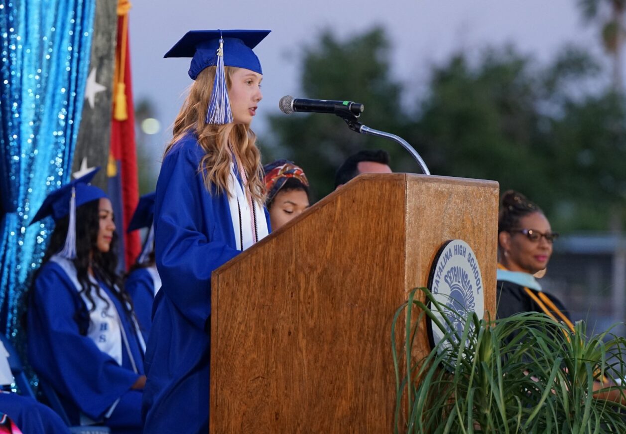 A Catalina grad gives a speech during the ceremony